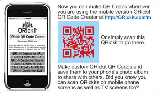 Try QRickit QR Code Creator on your mobile phone.